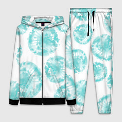 Женский 3D-костюм Акварельные голубые био формы, цвет: 3D-черный