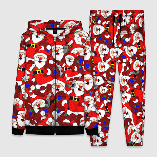 Женский костюм Новогодний паттерн с дедами морозами / 3D-Черный – фото 1