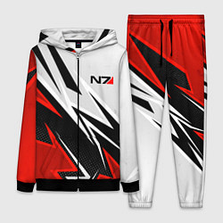 Женский 3D-костюм N7 mass effect - white and red, цвет: 3D-черный