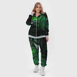 Женский 3D-костюм Объемные зеленые абстракции, цвет: 3D-меланж — фото 2