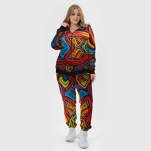 Женский костюм Разноцветный узор в стиле абстракционизм / 3D-Черный – фото 4