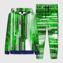 Женский 3D-костюм Киберпанк полосы белый и зелёный, цвет: 3D-синий