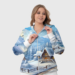 Женский 3D-костюм Новогодняя зимняя деревня, цвет: 3D-белый — фото 2