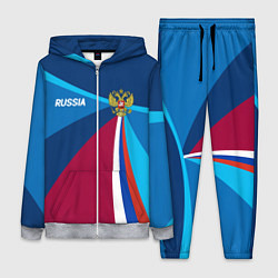 Женский 3D-костюм Герб и триколор России с геометрией, цвет: 3D-меланж