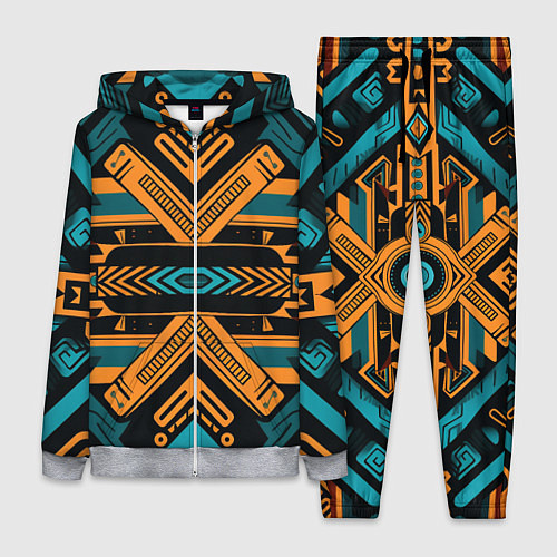 Женский костюм Геометрический узор в стиле ацтеков / 3D-Меланж – фото 1