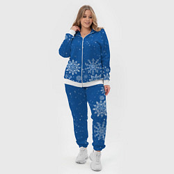 Женский 3D-костюм Текстура снежинок на синем фоне, цвет: 3D-белый — фото 2