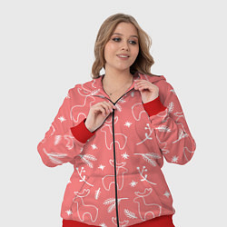 Женский 3D-костюм Рождественский принт с оленями, цвет: 3D-красный — фото 2