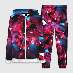 Женский 3D-костюм Стеклянные красные камни, цвет: 3D-белый