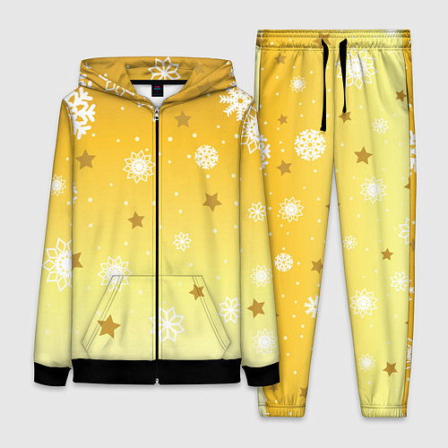 Женский костюм Снежинки и звезды на желтом / 3D-Черный – фото 1