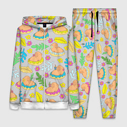 Женский 3D-костюм Семья капибар на отдыхе, цвет: 3D-белый