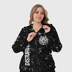 Женский 3D-костюм Disturbed glitch на темном фоне вертикально, цвет: 3D-черный — фото 2