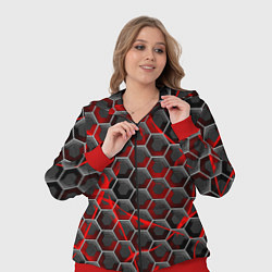 Женский 3D-костюм Красные узоры шестиугольник, цвет: 3D-красный — фото 2