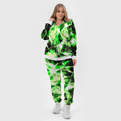Женский 3D-костюм Зелёные узоры джунгли, цвет: 3D-белый — фото 2