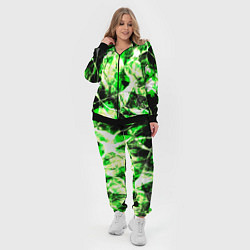 Женский 3D-костюм Зелёные узоры джунгли, цвет: 3D-черный — фото 2