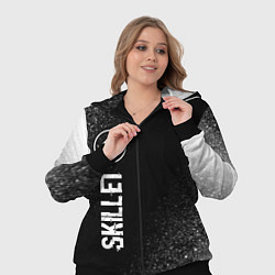 Женский 3D-костюм Skillet glitch на темном фоне по-вертикали, цвет: 3D-черный — фото 2