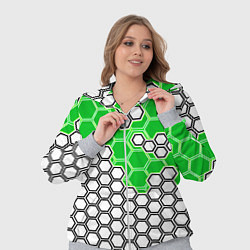Женский 3D-костюм Зелёная энерго-броня из шестиугольников, цвет: 3D-меланж — фото 2