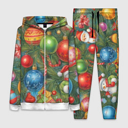 Женский 3D-костюм Новогодний принт на елке, цвет: 3D-белый