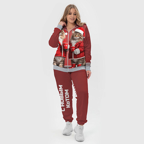 Женский костюм С новым котом - два кота в костюмах Санты / 3D-Меланж – фото 4