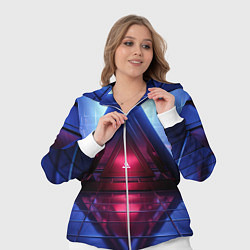 Женский 3D-костюм Фиолетовое свечение за треугольной абстракцией, цвет: 3D-белый — фото 2