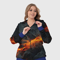 Женский 3D-костюм Оранжевая световая абстракция на черном, цвет: 3D-синий — фото 2