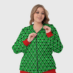 Женский 3D-костюм Зелёные и чёрные треугольники, цвет: 3D-красный — фото 2