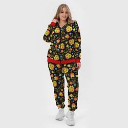 Женский 3D-костюм Хохломская роспись разноцветные цветы, цвет: 3D-красный — фото 2