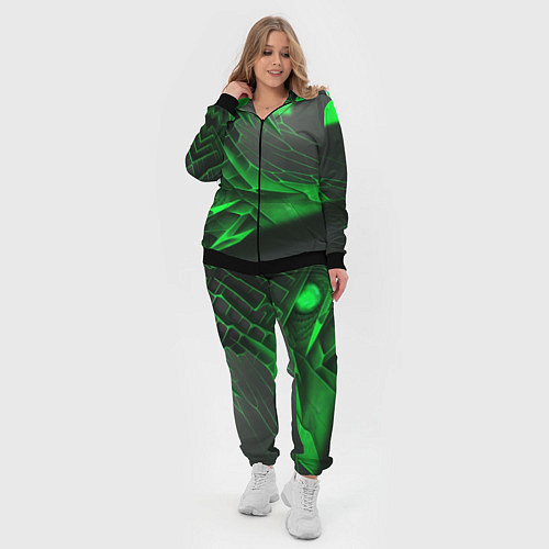 Женский костюм Зелёная сеть на чёрном фоне / 3D-Черный – фото 4