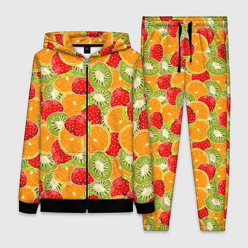 Женский костюм Сочные фрукты и ягоды / 3D-Черный – фото 1