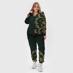 Женский 3D-костюм Лепнина золотые узоры на зеленой ткани, цвет: 3D-черный — фото 2