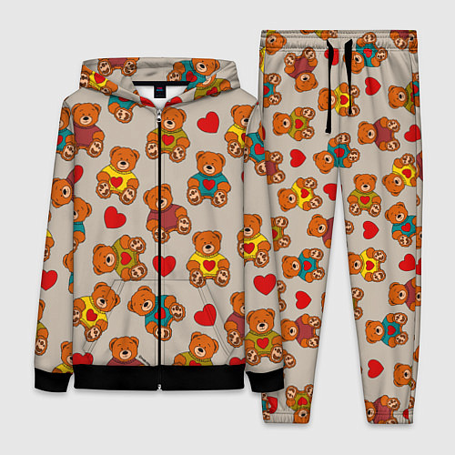 Женский костюм Мишки в свитерах и сердечки / 3D-Черный – фото 1