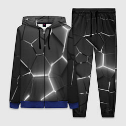 Женский 3D-костюм Чёрные плиты разломы броня, цвет: 3D-синий