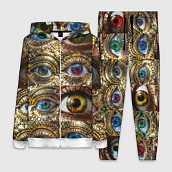 Женский 3D-костюм Металлические глаза в стиле стимпанк, цвет: 3D-белый