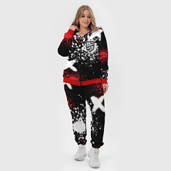 Женский 3D-костюм Логотип Порше на фоне граффити и брызг красок, цвет: 3D-красный — фото 2