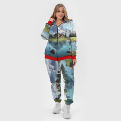 Женский 3D-костюм Чудесный день на берегу озера в горах, цвет: 3D-красный — фото 2