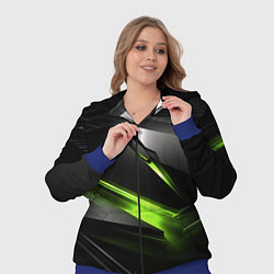 Женский 3D-костюм Зеленая абстрактная конструкция в стиле nvidia, цвет: 3D-синий — фото 2