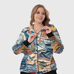 Женский 3D-костюм Джинсы в Турции - пэчворк, цвет: 3D-черный — фото 2