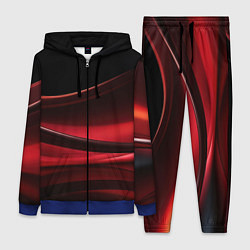 Женский 3D-костюм Темная красная абстракция на черном фоне, цвет: 3D-синий