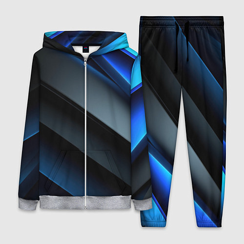 Женский костюм Темная синяя стильная абстракция на черном фоне / 3D-Меланж – фото 1