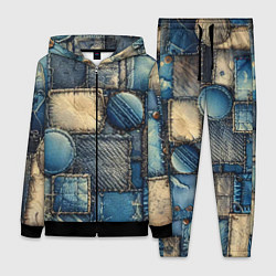 Женский 3D-костюм Denim patchwork - ai art, цвет: 3D-черный