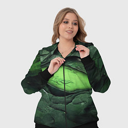 Женский 3D-костюм Разрез на зеленой абстракции, цвет: 3D-черный — фото 2