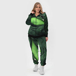Женский 3D-костюм Разрез на зеленой абстракции, цвет: 3D-черный — фото 2