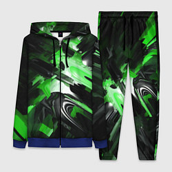 Женский 3D-костюм Green dark abstract geometry style, цвет: 3D-синий