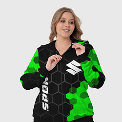 Женский 3D-костюм Suzuki green sport hexagon, цвет: 3D-черный — фото 2