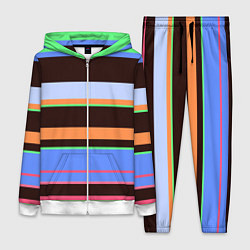 Женский 3D-костюм Разноцветный полосатый, цвет: 3D-белый