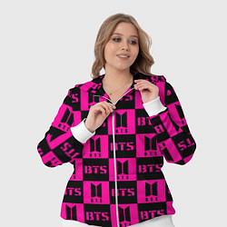 Женский 3D-костюм BTS pattern pink logo, цвет: 3D-белый — фото 2