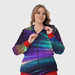 Женский 3D-костюм Неоновые лучи на фиолетовом фоне, цвет: 3D-красный — фото 2