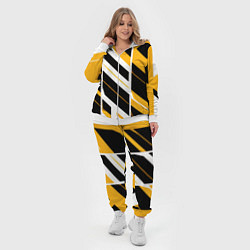 Женский 3D-костюм Black and yellow stripes on a white background, цвет: 3D-белый — фото 2