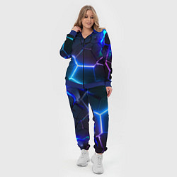Женский 3D-костюм Микс из разломленных плит и неоновое свечения, цвет: 3D-синий — фото 2