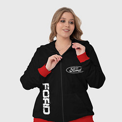 Женский 3D-костюм Ford logo white steel, цвет: 3D-красный — фото 2