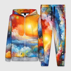 Женский 3D-костюм Закат солнца - разноцветные облака, цвет: 3D-меланж